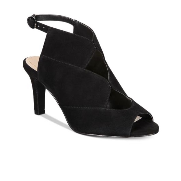 NIB Black Leather Peep Toe Slingback Sandals - Picture 7 of 8